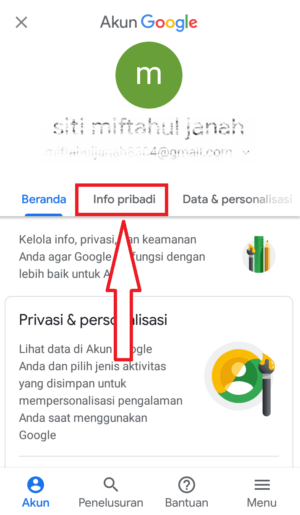 Bisakah mengubah nama dan alamat email gmail? 1 masuk info pribadi