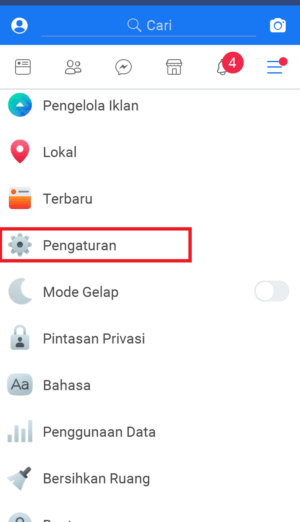 Cara logout akun Facebook dari perangkat lain 2 masuk ke menu pengaturan