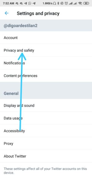 Cara membisukan kata tertentu di twitter 3 Pilih Privacy and Safety