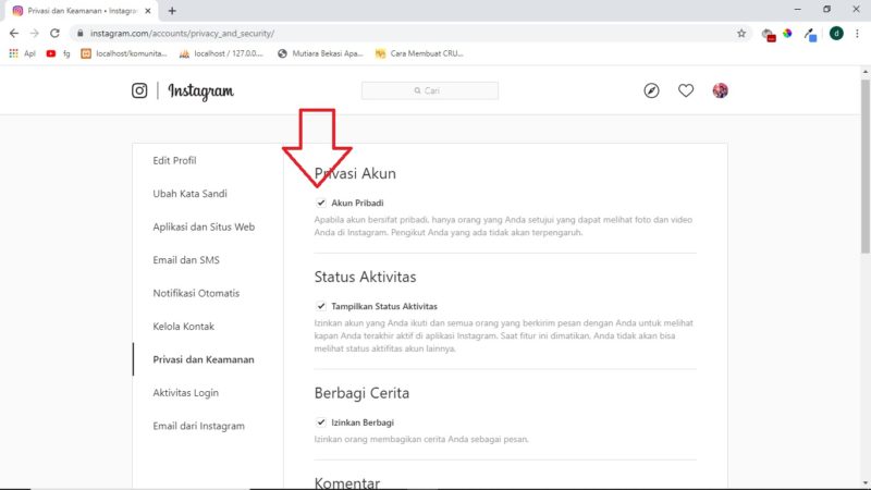 Cara memprivate akun instagram 8 Checklist Privacy Akun