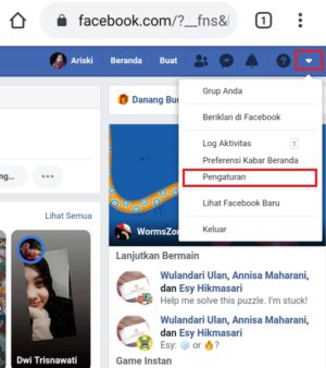 Cara mengganti url profil Facebook 11 "Pengaturan" untuk masuk ke pengaturab Facebook
