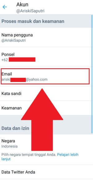 Cara mengganti email di akun Twitter 4 "Email" untuk mengubah alamat email Twitter
