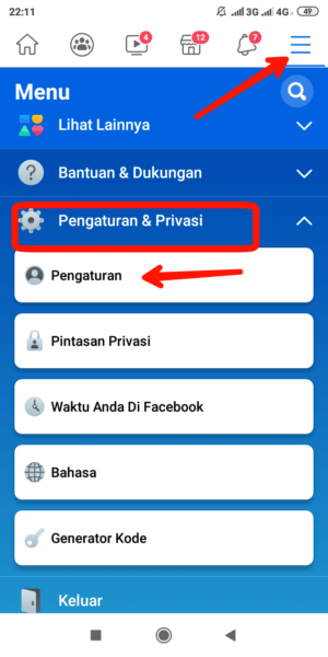 Cara Menambahkan Kontak Terpercaya di Facebook 1 menu facebook