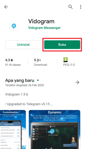 Cara menyembunyikan chat atau obrolan di Telegram 1 buka apliaksi vidogram