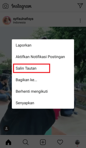 Cara download video Instagram dengan Telegram 2 klik salin tautan