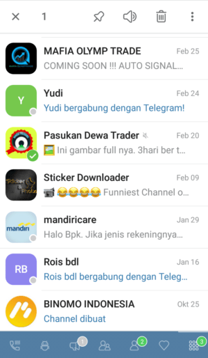 Cara menyembunyikan chat atau obrolan di Telegram 15 tekan dan tahan chat yang akan di sembunyikan
