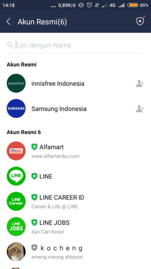 Cara menghapus teman di LINE 4 cari OA yang akan di-unfollow
