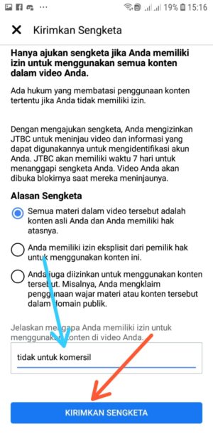 Cara mengatasi video yang disenyapkan di Facebook 3 Tulis Alasan Sengketa