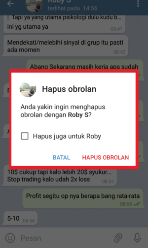 Cara menghapus chat di Telegram 10 halaman konfirmasi