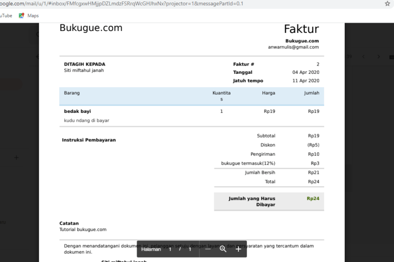 Cara membuat dan mengirim Invoice di email Gmail 26 hasil contoh invoice nya