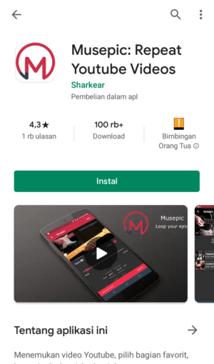 Cara repeat / loop video di Youtube 1 instal dan buka aplikasinya