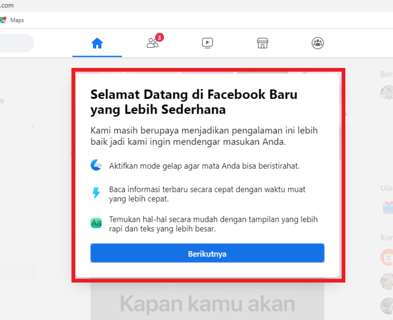 Cara mengubah tampilan Facebook ke tampilan terbaru 4 klik berikutnya
