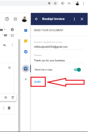 Cara membuat dan mengirim Invoice di email Gmail 21 klik send