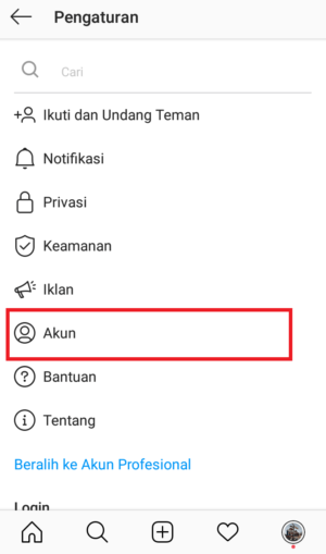 Cara mengganti bahasa di Instagram 4 masuk ke akun anda