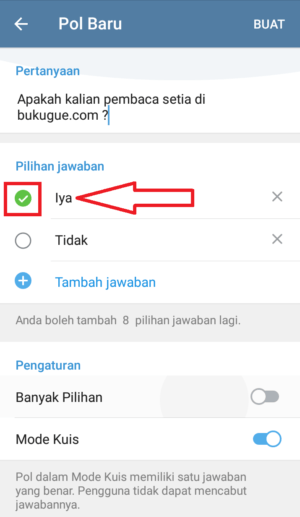Cara membuat Polling di Telegram 18 muncul centang jika sudah