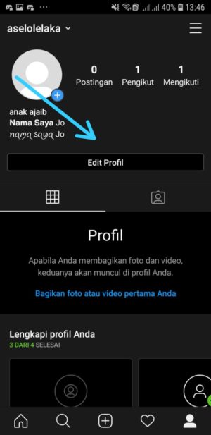 Cara mengganti jenis tulisan (font) di Bio Instagram 5 masuk ke halaman instagram