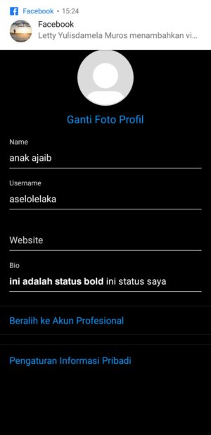 Cara mengganti jenis tulisan (font) di Bio Instagram 15 pilih bio