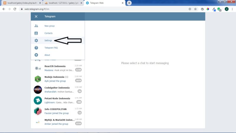 Cara membuat username di Telegram 11 Pilih Setting