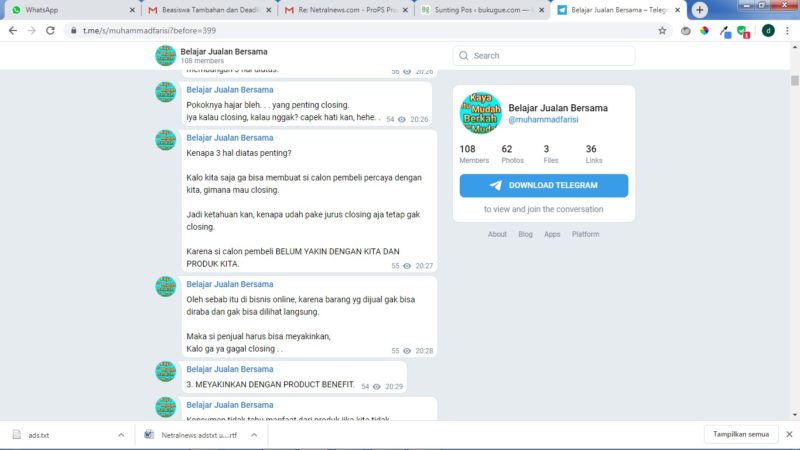 Cara mencari grup atau channel Telegram 3 halaman group / channel sesuai pencarian