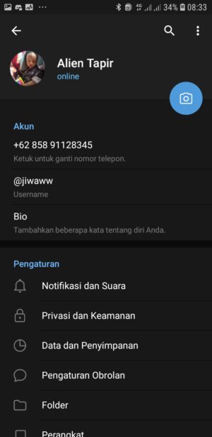 Cara membuat username di Telegram 9 Username Berhasil dibuat