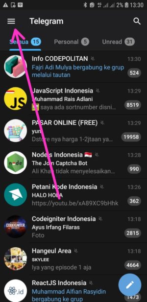 Cara mengunci telegram dengan PIN 1 Halaman Utama Telegram