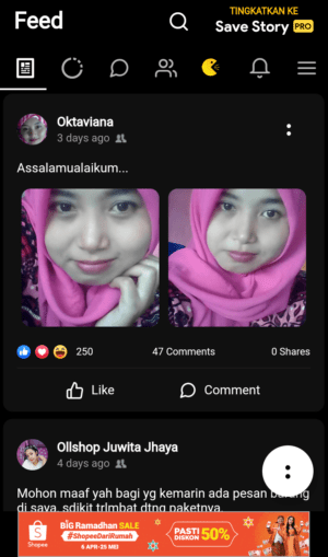 Cara download story (cerita) di Facebook 5 beranda facebook versi save story