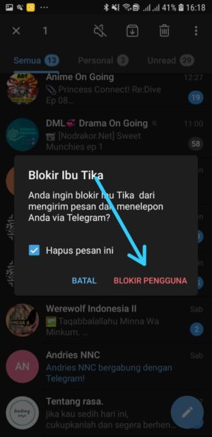 Cara memblokir kontak di Telegram 3 Konfirmasi Blokir Penghuna