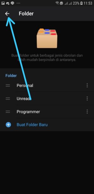 Cara membuat folder chatting di Telegram 9 Pilih Kembali