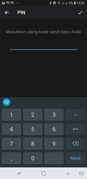 Cara mengunci telegram dengan PIN 14 ulangi Password Baru