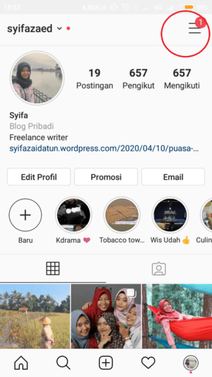 Cara mengatasi highlight Instagram yang tidak muncul 3 buka halaman profil setelah itu tap ikon garis tiga