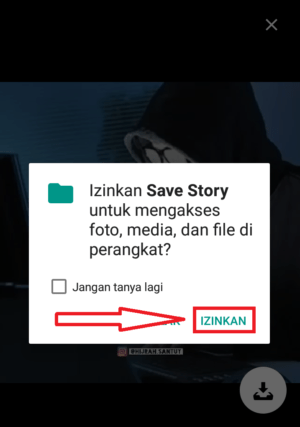 Cara download story (cerita) di Facebook 10 klik izinkan