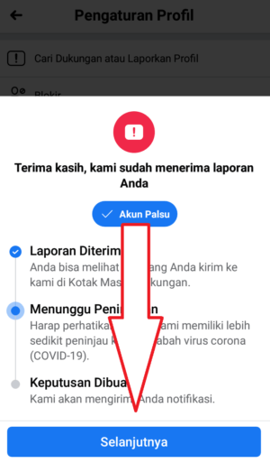 Cara melaporkan akun facebook 7 klik selanjutnya
