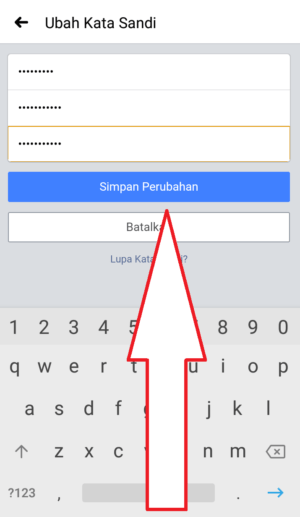 Cara mengganti password akun Facebook 7 klik simpa perubahan