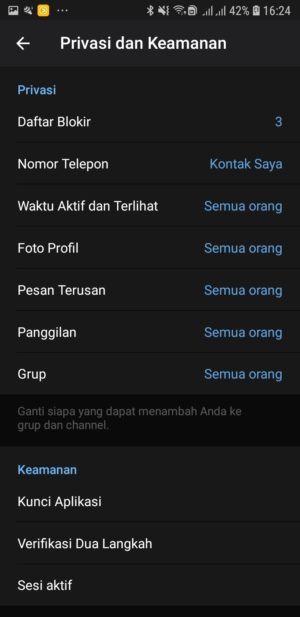 Cara memblokir kontak di Telegram 7 Tap Daftar Blokir