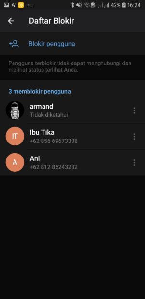 Cara memblokir kontak di Telegram 8 List Daftar Blokir