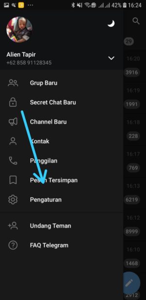 Cara memblokir kontak di Telegram 5 Tap Pengaturan