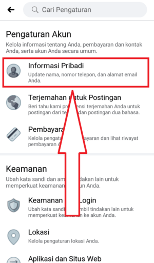 Cara mengganti nama di facebook 3 masuk ke informasi pribadi