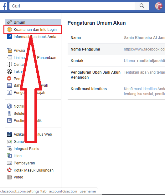 Cara mengganti password akun Facebook 10 masuk ke keamanan dan login