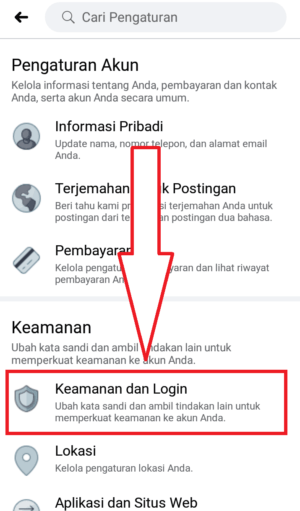 Cara mengganti password akun Facebook 4 masuk ke keamanan dan login