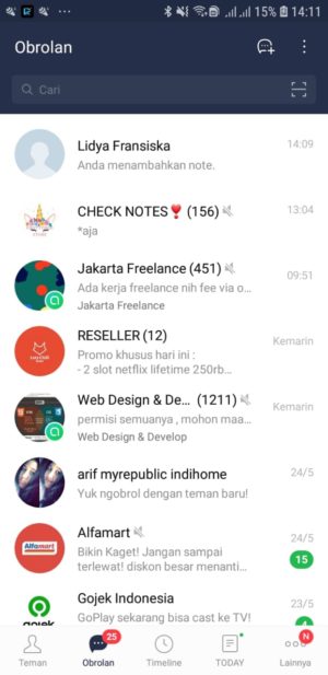 Cara mem-pin chat LINE agar selalu berada dipaling atas 1 Masuk ke halaman awal Line