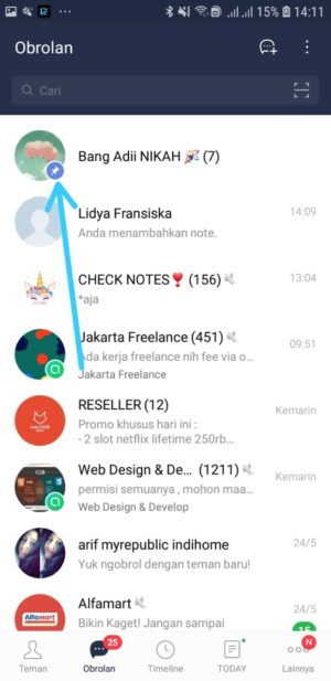 Cara mem-pin chat LINE agar selalu berada dipaling atas 3 Pin Chat Berhasil