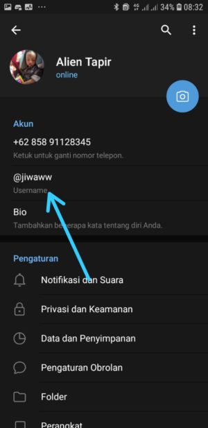 Cara membuat username di Telegram 7 Tap Username
