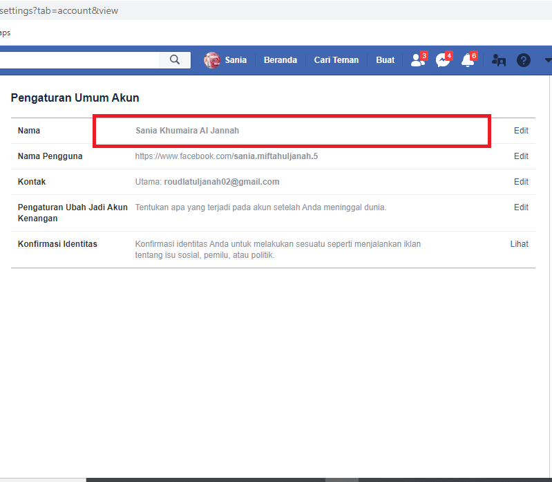 Cara mengganti nama di facebook 14 nama sudah berubah