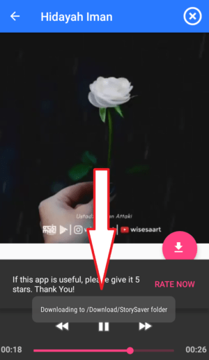 Cara download story (cerita) di Facebook 22 pemberitahuan berhasil di sownload