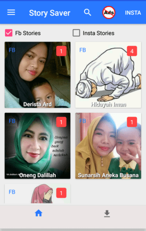 Cara download story (cerita) di Facebook 18 tampilan awal story saver