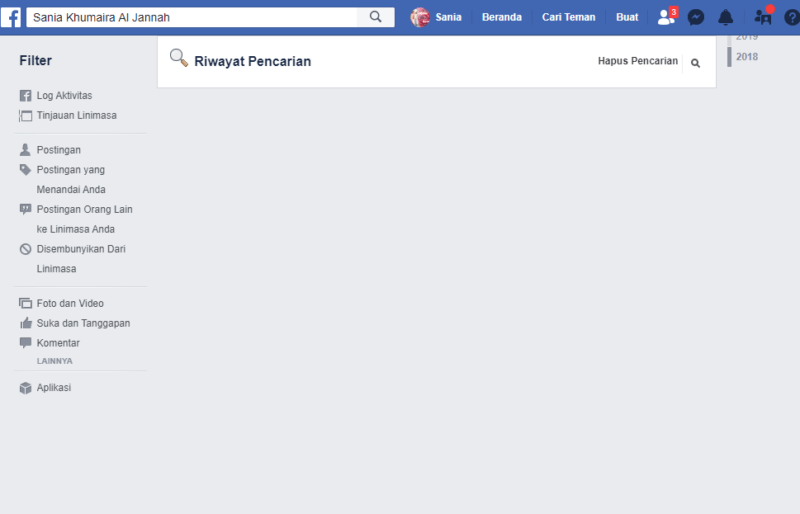 Cara Menghapus Riwayat Pencarian di Facebook 23 tampilan halaman riwayat pencarian