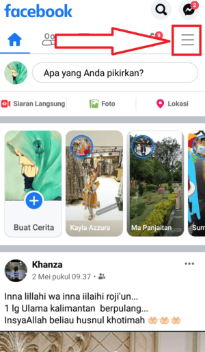 Cara mengganti password akun Facebook 1 tap icon garis tiga