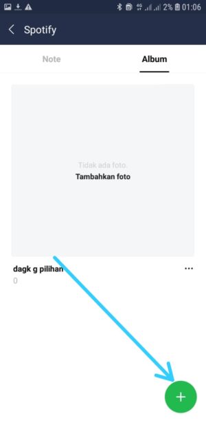 Cara membuat dan mengirim album di LINE 3 Tap Tanda Tambah