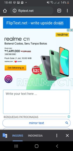 Cara membuat tulisan terbalik di Whatsapp 7 Fliptext