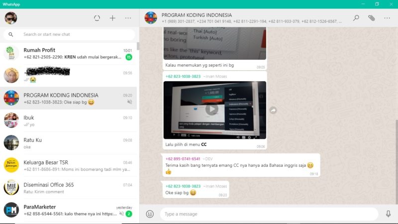 Perbedaan WhatsApp web dengan WhatsApp desktop 1 Tampilan whatsapp desktop